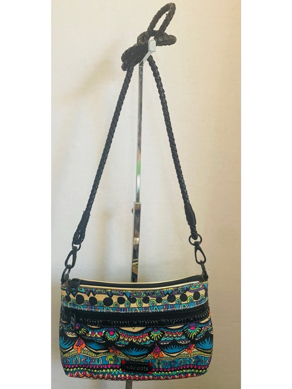 Sakroots Multicolor Tribal Print Crossbody with Black Trim